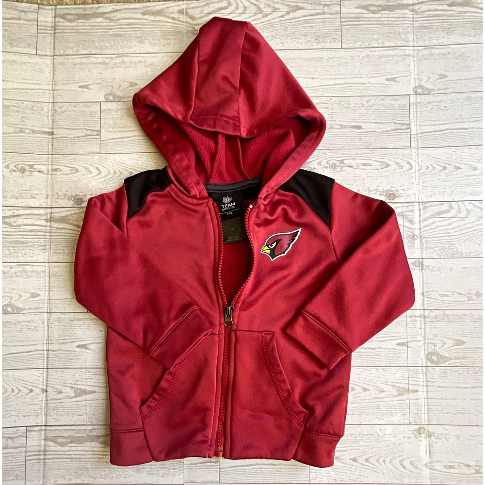 NFL Team Apparel Arizona Cardinals Kids Full Zip Hooded Jacket 24M Red/Black